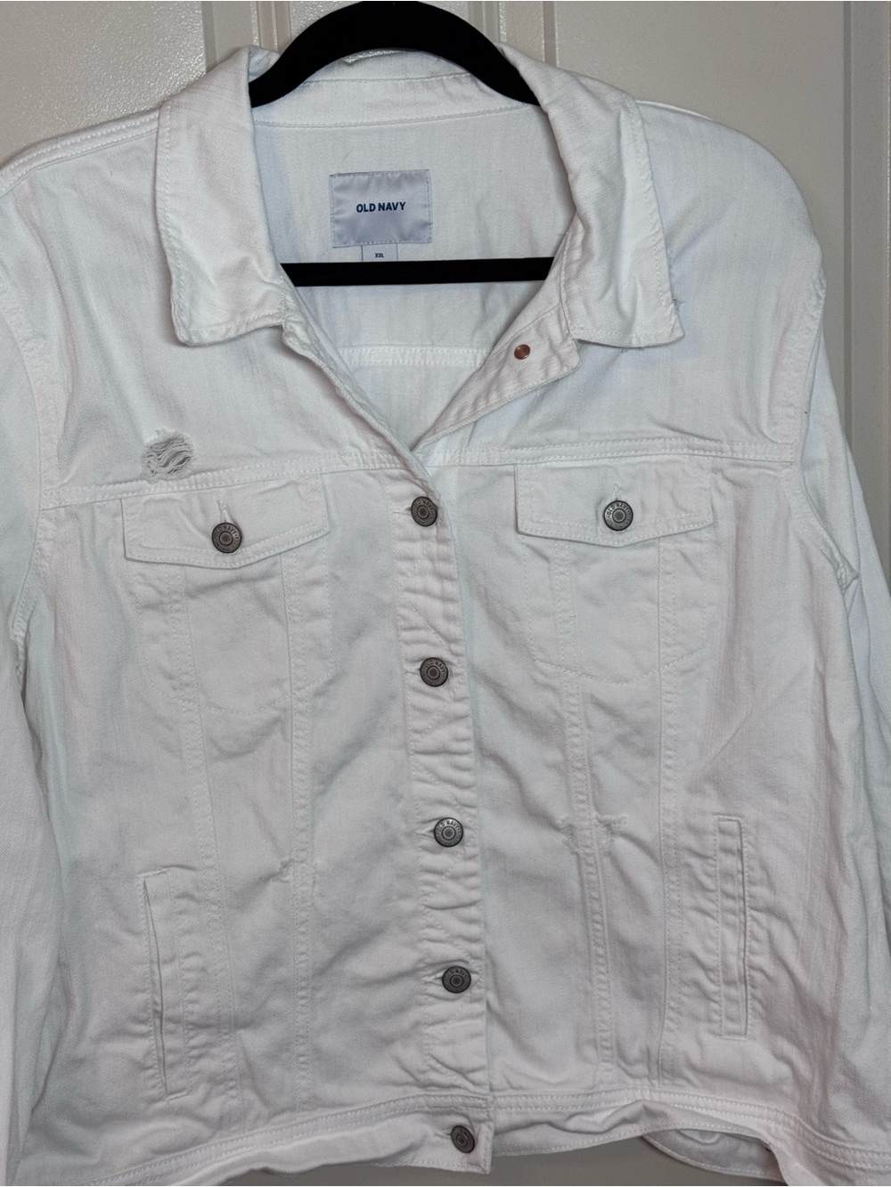 Old Navy White Women's White Denim Jacket - Button Front Jean Jacket